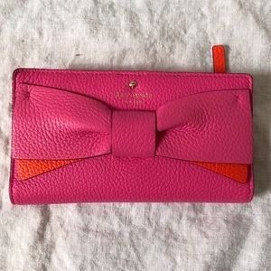 Kate Spade pink and orange leather Stacey wallet